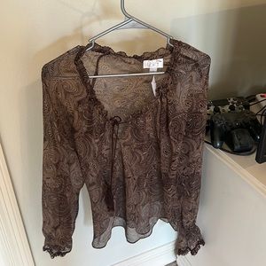 sheer brown long sleeve top